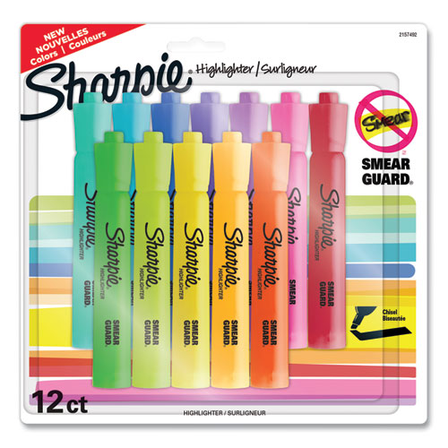 Tank Style Highlighters, Assorted Ink Colors, Chisel Tip, Assorted Barrel Colors, 12/Pack-(SAN2157492)