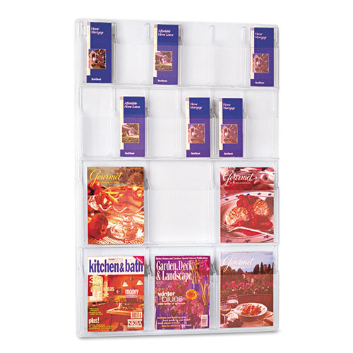Reveal Clear Literature Displays, 18 Compartments, 30w x 2d x 45h, Clear-(SAF5600CL)