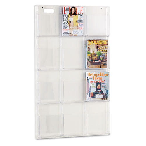 Reveal Clear Literature Displays, 12 Compartments, 30w x 2d x 49h, Clear-(SAF5602CL)