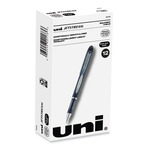 Jetstream Ballpoint Pen, Stick, Fine 0.7 mm, Black Ink, Black Barrel-(UBC40173)
