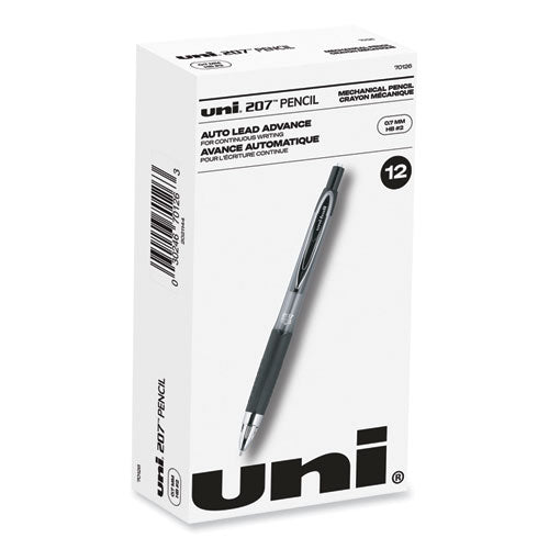 207 Mechanical Pencil, 0.7 mm, HB (#2), Black Lead, Black Barrel, Dozen-(UBC70126)