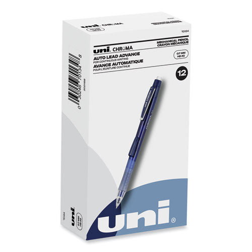 Chroma Mechanical Pencil, 0.7 mm, HB (#2), Black Lead, Cobalt Barrel, Dozen-(UBC70134)