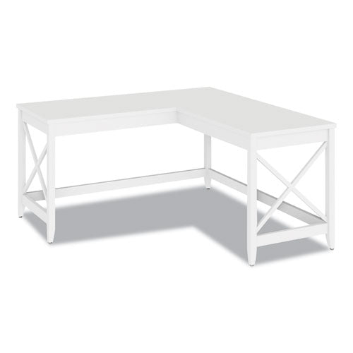 L-Shaped Farmhouse Desk, 58.27" x 58.27" x 29.53", White-(ALEWSF5959WT)